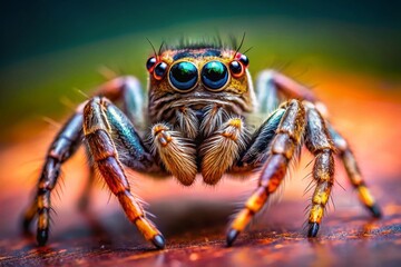 Minimalist Macro Photography: Jumping Spider Leap - Detailed Close-Up