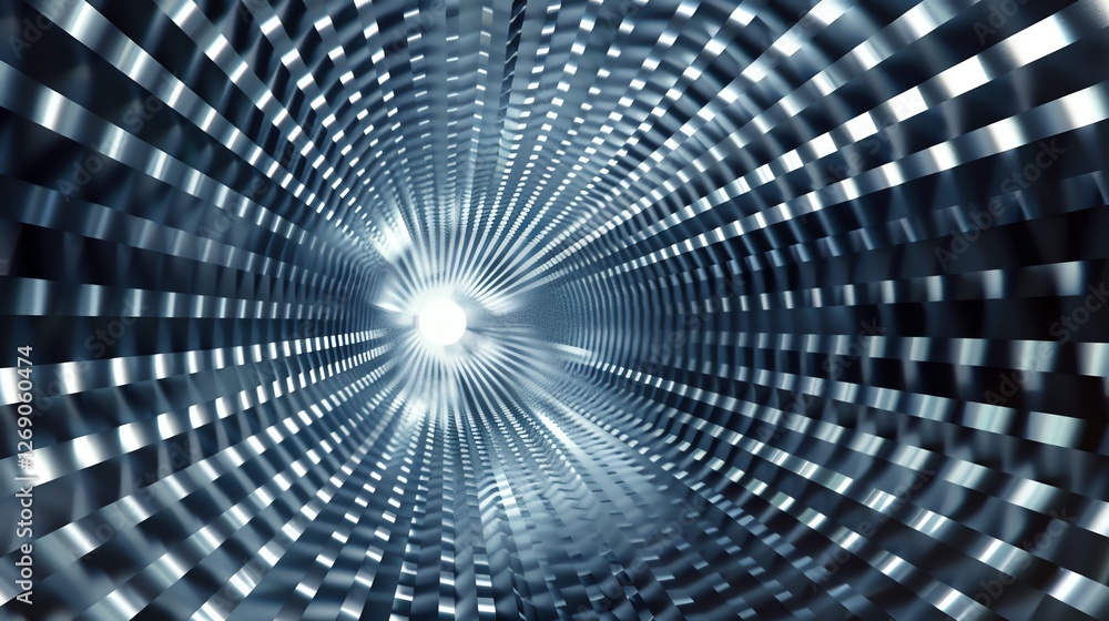 Poster abstract rendering of a glowing light at the end of a futuristic tunnel.