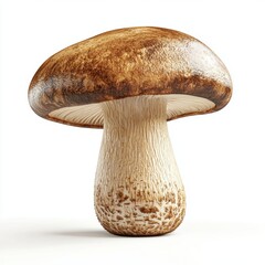 Of Floating porcini mushroom with earthy texture isolated on white
