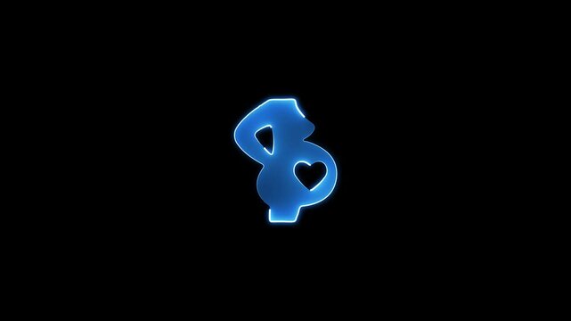 Neon pregnancy, motherhood symbol. Prenatal period modern glowing banner design, colorful modern design trends.