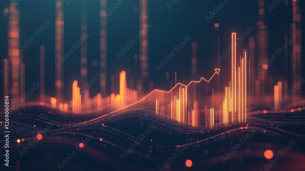 Poster bright digital abstract design featuring vibrant neon colors with bars and lines illustrating a rhyt