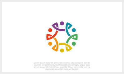 Community logo icon vector isolated. Abstract people colorful logo icon design minimal style illustration.