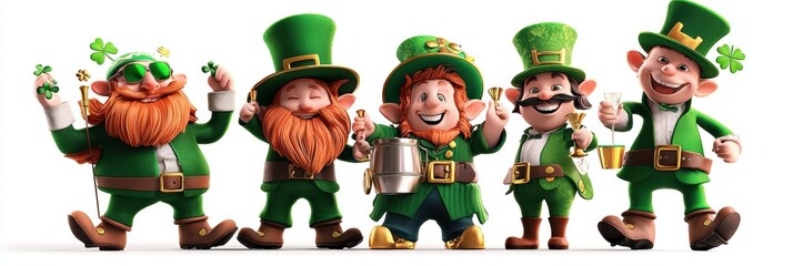 Fototapeta premium Of leprechaun party scene isolated on white