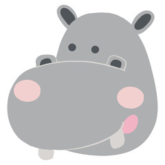 Cute cartoon hippo face with a happy expression.