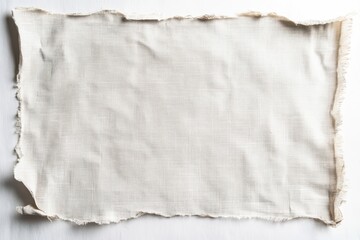 Textured neutral fabric with frayed edges on a light background ideal for textile design, background styling, crafting, and artistic projects.