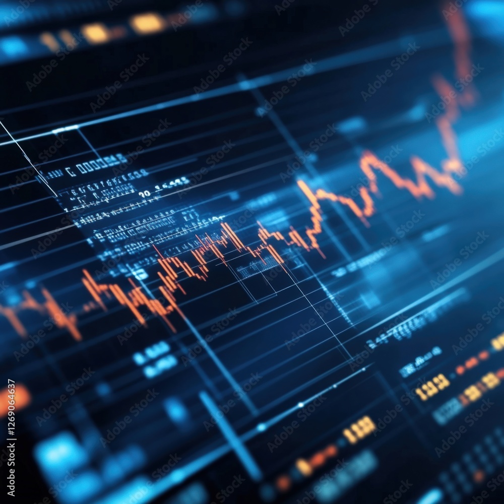 Poster analyzing financial trends digital environment data visualization high-tech viewpoint business intel