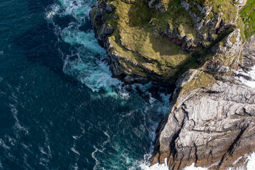 Aerial view of the cliffs of Horn Head at the wild atlantic way in Donegal - Ireland.