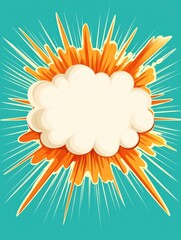 Colorful Comic Style Explosion with Empty Speech Bubble Space