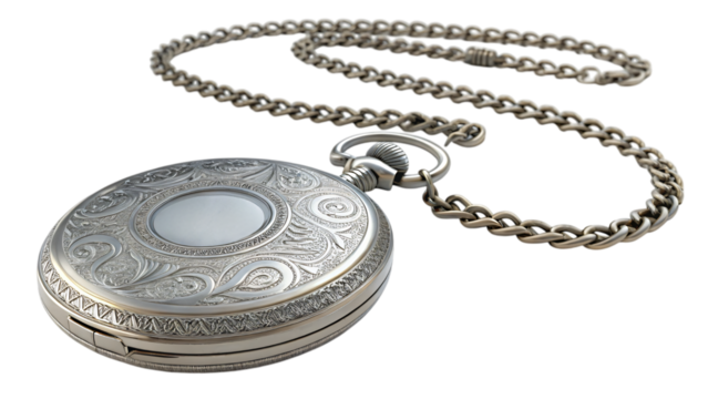 An antique silver pocket watch, a classic timepiece from the past