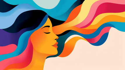 Abstract mind with colorful patterns flowing out, symbolizing the fusion of creativity and intuitive thinking in design