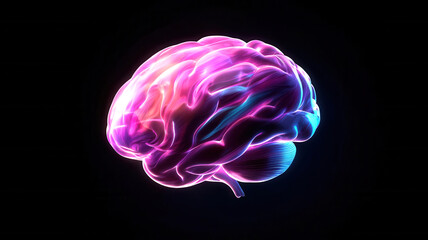 Glowing brain filled with abstract colorful patterns, symbolizing the limitless nature of creativity and intuitive thinking in design