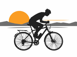 Modern Cyclist Silhouette on Bike