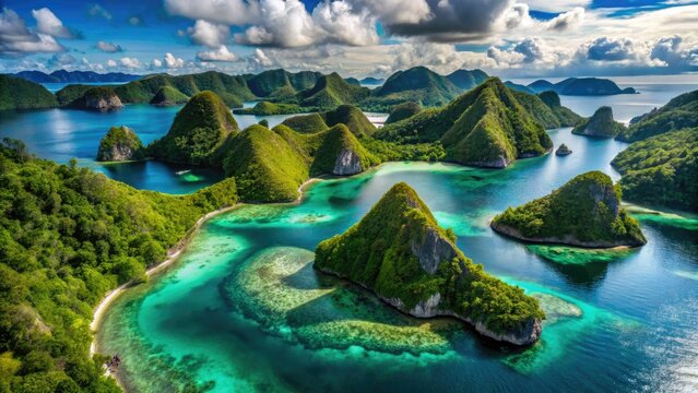 Raja Ampat's Wayag Island: a summer holiday postcard, with dramatic limestone karsts.