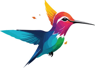 Colorful Hummingbird Illustration vector design, Hummingbird logo and icon Design, Hummingbird vector design