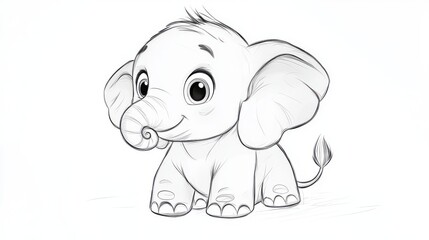 Fototapeta premium Playful Cartoon Elephant with Adorable Features