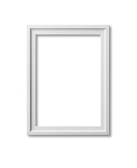Vertical white frame isolated on transparent background. PNG. Front view