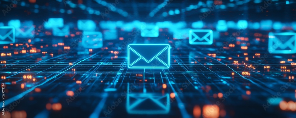 Poster digital email network data flow & messaging (2)
