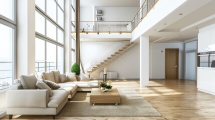 Fototapeta premium Modern Loft Apartment with Stunning City Views