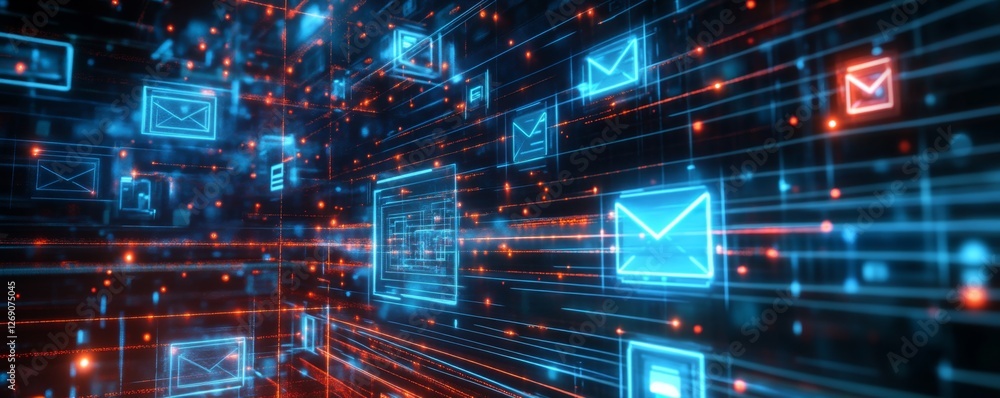 Poster digital email network data stream flowing