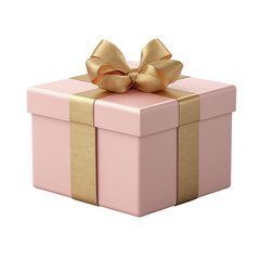Fototapeta premium A pink box with gold ribbon on top of it