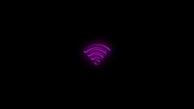 Glowing Neon WiFi Signal Icon &ndash; Futuristic Wireless Network Symbol for Tech, Connectivity & Digital Design