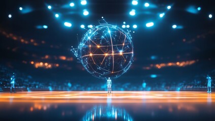 Global network basketball arena spotlight digital