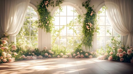 wedding backdrop with flower generative AI