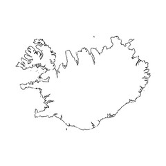 Freehand Iceland map sketch on white background