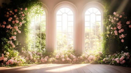 wedding backdrop with flower generative AI