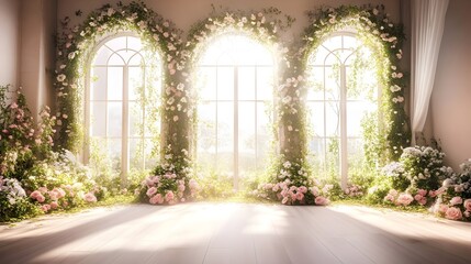 wedding backdrop with flower generative AI