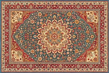 Intricate Persian Rug Filled With Beautiful Patterns and Colors That Captivates the Eye