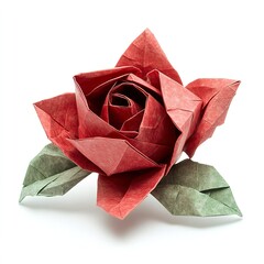 Intricate White Paper Origami Rose - Masterpiece of Precision and Creativity