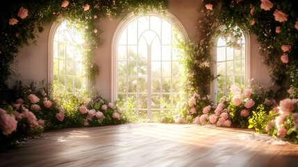 wedding backdrop with flower generative AI