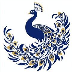 Fototapeta premium Elegant Peacock Logo Design in Circle Surrounded by Floral Elements