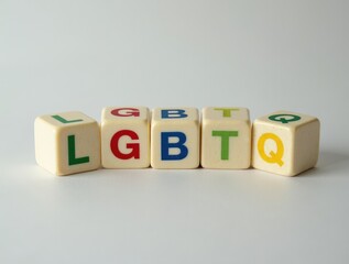 Colorful cubes showing lgbtq acronym on white background