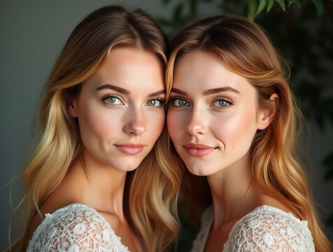Identical twin sisters posing together: embracing sisterhood and beauty