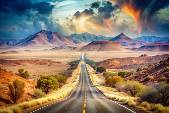 Namib Desert Road Trip: Double Exposure of D707 Scenic Drive towards Sesriem