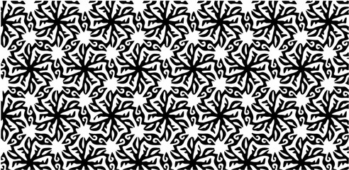 images showcase various black-and-white motif designs with repetitive patterns. The patterns feature geometric, floral, and abstract elements, making them suitable for decoration or graphic design.