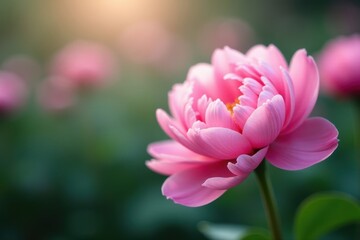 Soft pink peony blossoms, lush petals, blurred background, wallpaper, soft