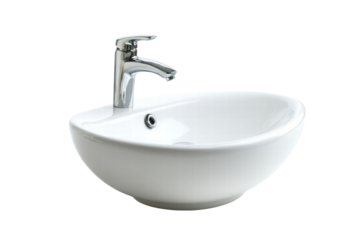 ceramic sink and faucet isolated on transparent or white background, png