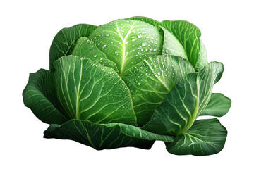 Obraz premium A large green cabbage with droplets of water on it