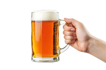 hand holding a mug of beer beer spread isolated on transparent or white background, png