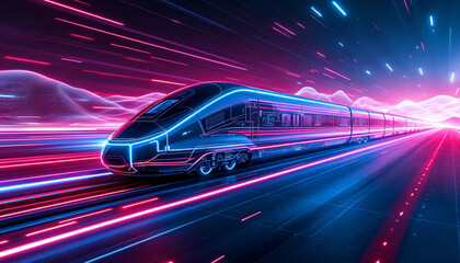 Fototapeta premium train glow line speed race energy futuristic background