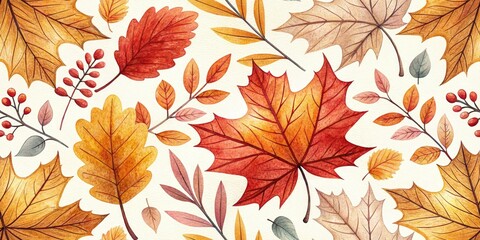 Autumn Watercolor Leaf Texture, Fall Foliage Illustration, Colorful Leaves, Nature Painting, Seasonal Design