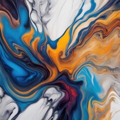 Obraz premium Vibrant Marble Ink Abstract Art with Gold Veining