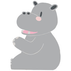 Cartoon hippo sitting with a cheerful expression.