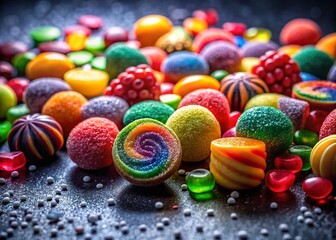 Fototapeta premium Night Photography: Colorful Candy Group on Dark Background