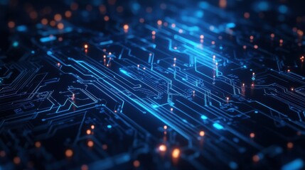 Fototapeta premium A digital smart logo with a circuit board pattern, seamlessly blending into a futuristic technology background.