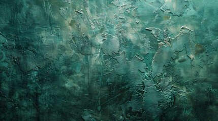 Studio background with an abstract empty green color texture on a cement wall.