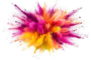 Multicolor powder explosion on white background. 